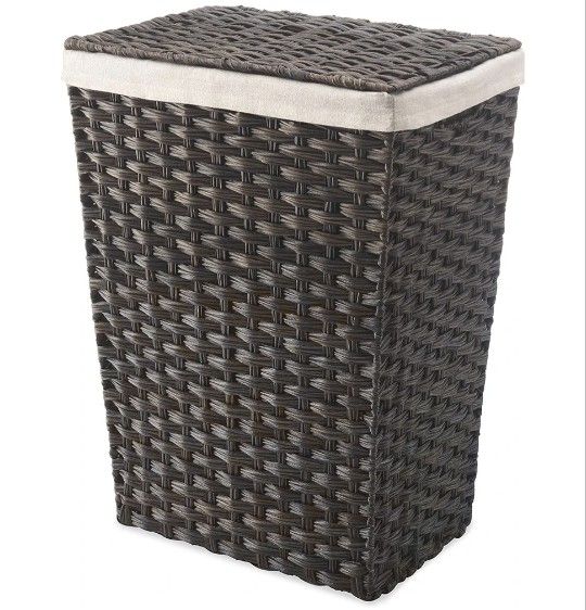 Whitmor Rattique Laundry Hamper with Lid and Removable Liner - Espresso

