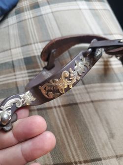 Weaver woman's leather Spurs/ German silver inlay
