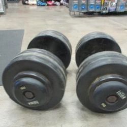 Used Intek 70 LB Rubber Dumbbell - PAIR