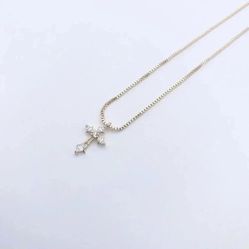 Gold Cross Necklace for woman | Dainty Cross Necklace | CZ Pendant Cross
