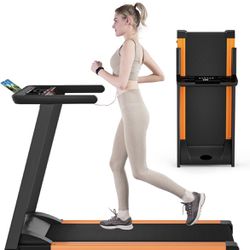 SSPHPPLIE Foldable Treadmill with 300 LBS Capacity, Portable Folding Treadmill with Preset Programs, 3.0 HP Compact Treadmill for Home Small Space 