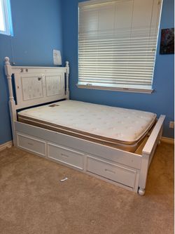 White full size bed frame
