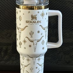 White And Gold Etched Stanley 