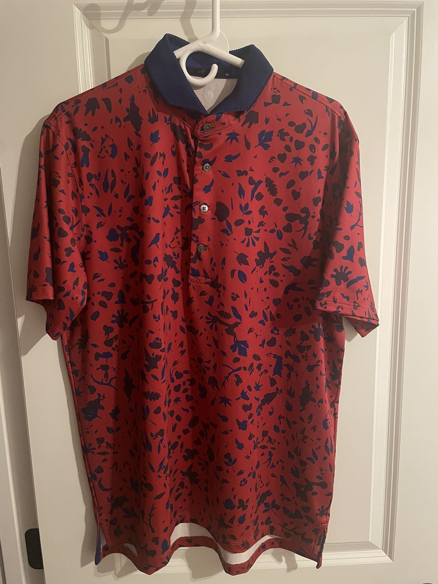 Greyson Golf Men’s Medium Polo Shirt Red Blue EUC