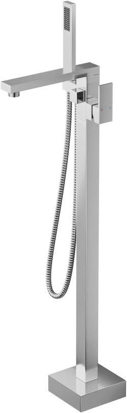 Freestanding Bathtub Faucet, Brushed Nickel Floor Mount Tub Filler Free Standing, High Flow Bath Stand Alone Tub Faucet,Swivel Spout Brass Constructio