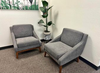 Pair of Mid-Century Modern Grey Accent Chairs