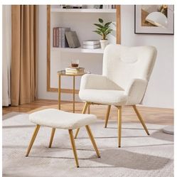 Armchair With Ottoman Set IvoryNEW