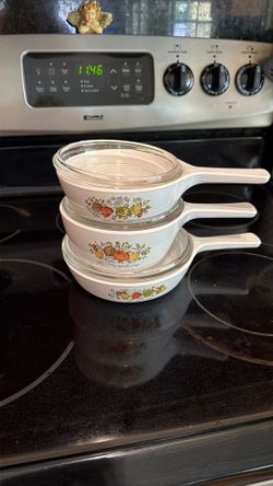 Spice Of Life vintage CorningWare "Menuette" small saucepans/skillets