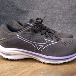 Mizuno Wave Rider 25 Gray Purple Running Shoes Sneakers Women's US Size 8