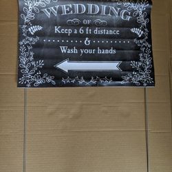 Double-sided social distancing wedding yard sign