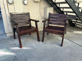 Wood Outdoor Armchairs – Set of 2