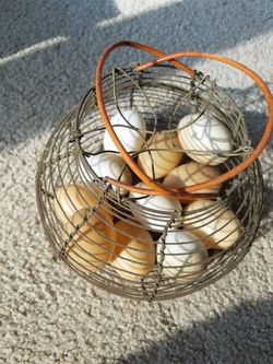 Vintage metal wire egg basket