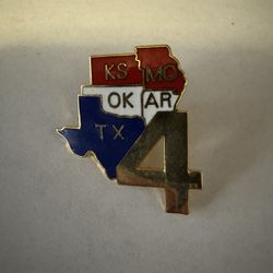 Vintage Chapter 4 Texas Oklahoma Kansas Gold Tone Enamel Lapel Pin