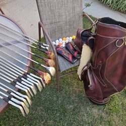 Golf Bag, Clubs, And equipment Lot 