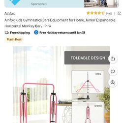 Anifox Kids Gympastics Bars Equipment For Home Horizontal Bar 