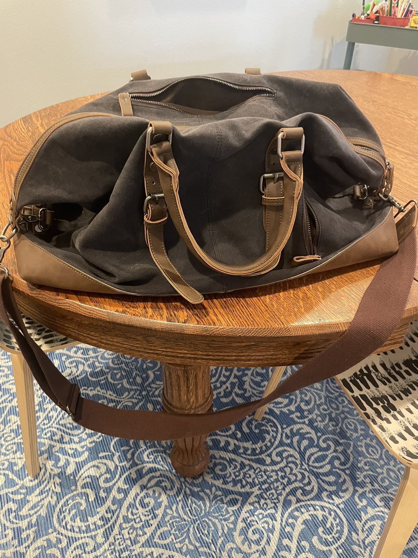 Weekend /carry On canvas And Leather Bag