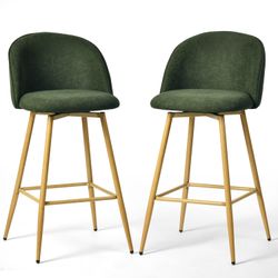 Homy Casa HASEEB 26" Verita Swivel Counter Height Bar Stools Set of 2, Green