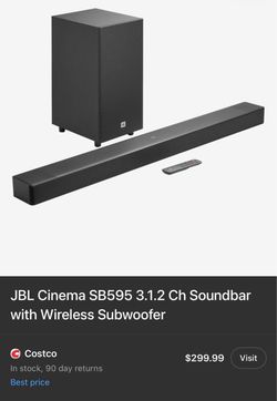 JBL Cinema SB595 3.1.2 Ch Soundbar with Wireless Subwoofer