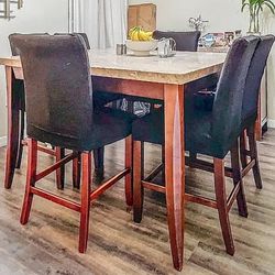 Dining Room Set – 6 Chairs & Buffet with Marble Top
