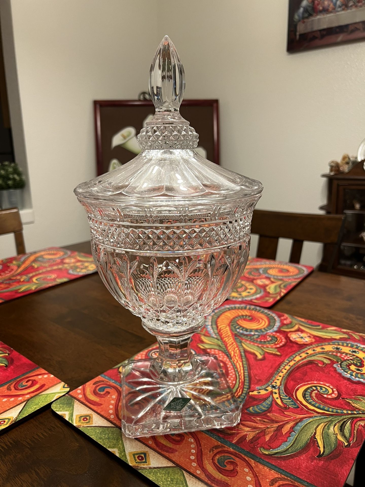 Shannon By Godinger Large 15" European 24% Lead Crystal Bonbonniere NIB.