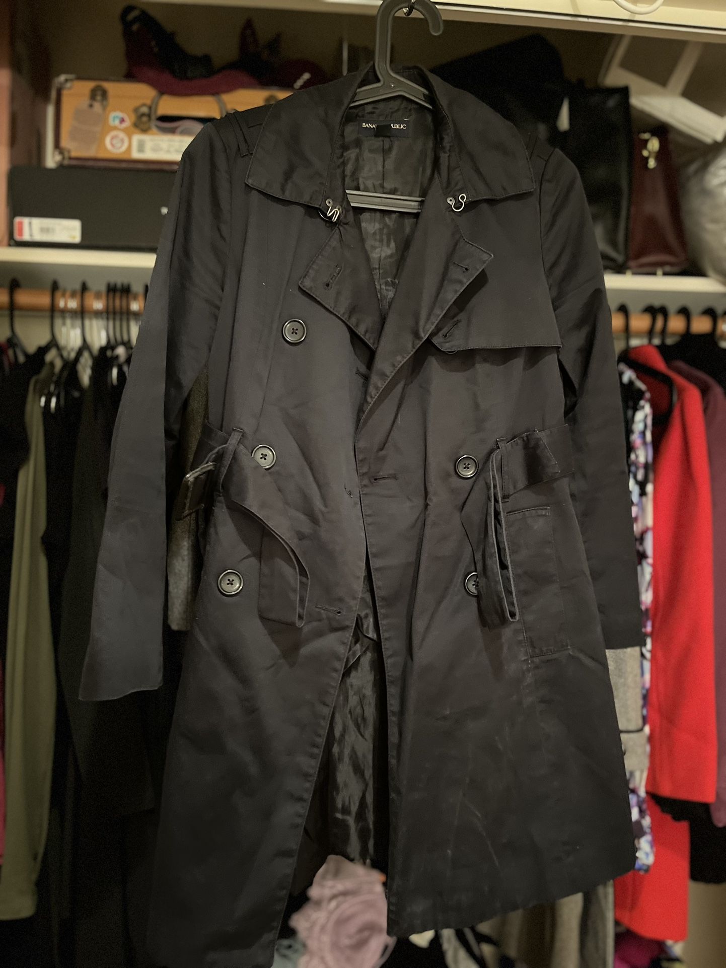 Banana Republic Black Trench Coat - Size Xs