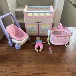 Baby Doll Bundle. Care Center, Stroller, Rocker, Doll & More! ($45)