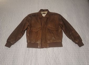 Vintage Brown Leather Bomber Jacket