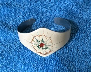 Enamel Floral Cuff Bracelet made in England Celebrity Jewels Retro