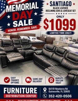 SANTIAGO BLACK LOVESEAT AND SOFA SET PRICE DROP!! ONLY $1099!!