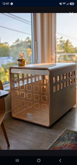 Modern Dog Crate Furniture With Charging Station Medium Kennel Indoor With Flip-up Hidden Acrylic