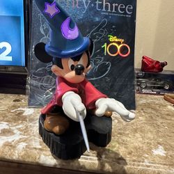 Disney Parks Sorcerer Mickey Mouse Figurine 9" Fantasia Lights Up with Wand