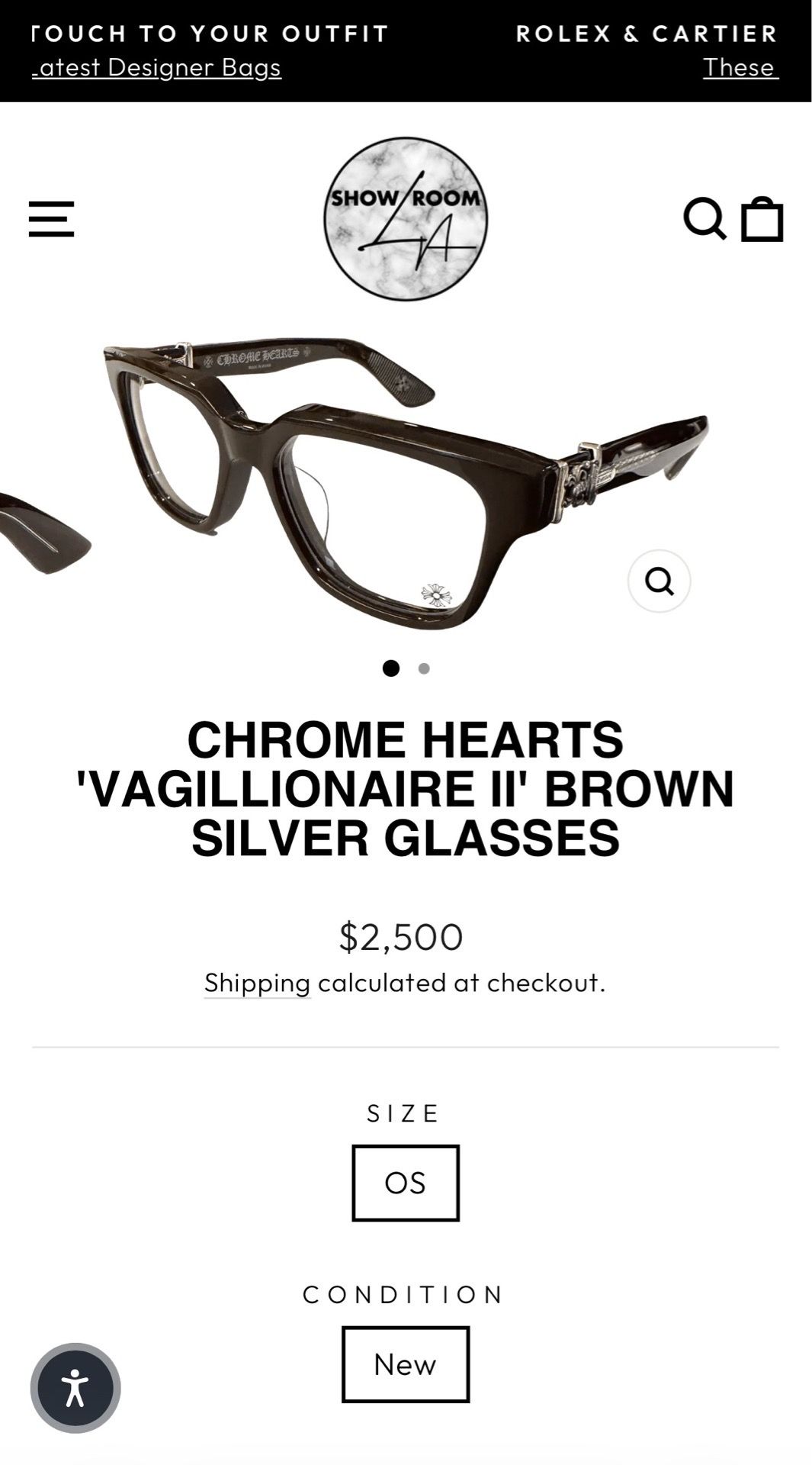 CHROME HEARTS VAGILLIONAIRE II GLASSES - BROWN
