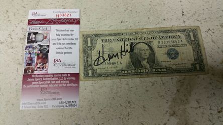 Signed Henry Hill Silver Certificate authenticated by JSA