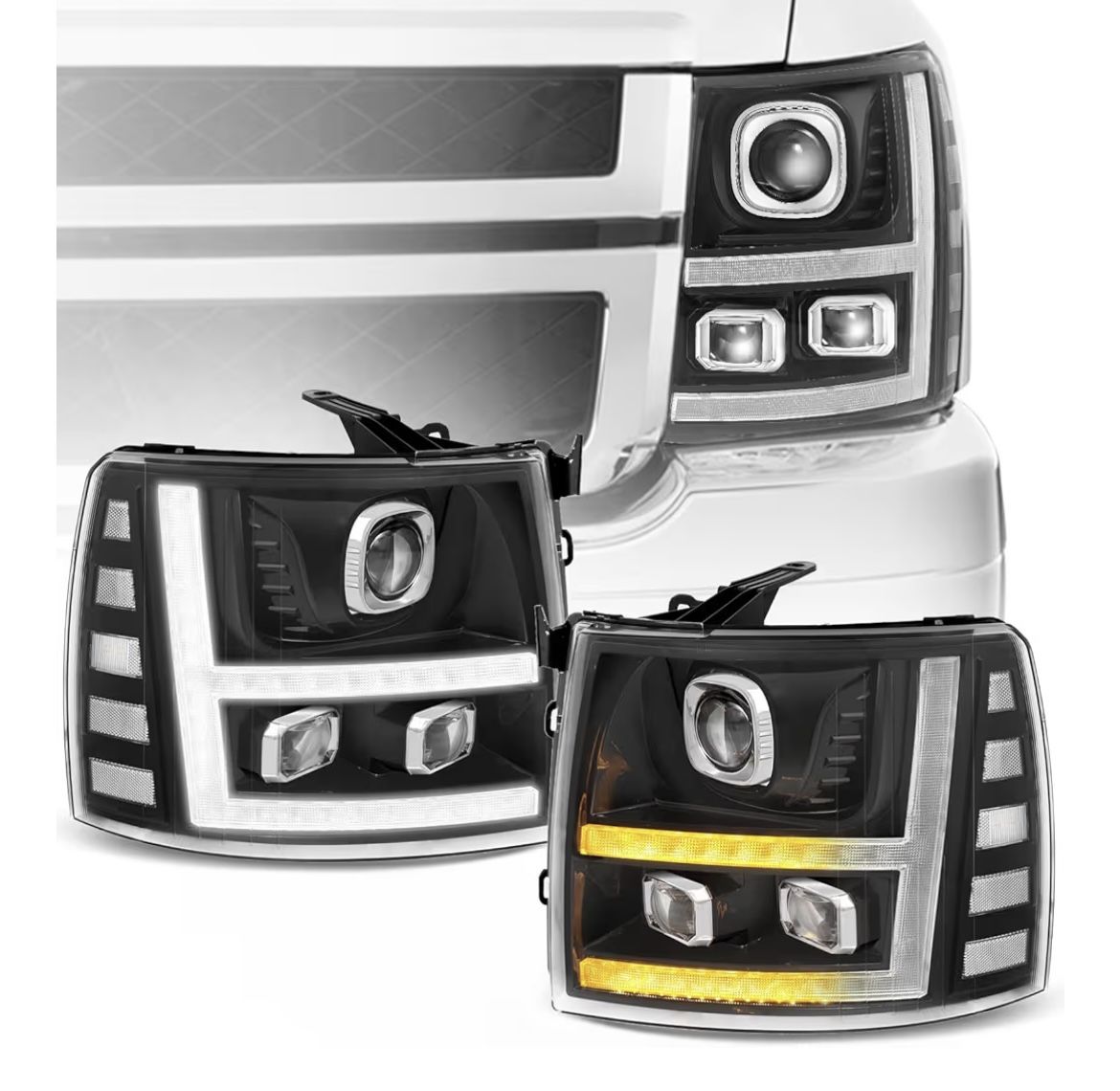 NEW - Headlight Assembly Fit For 2007-2013 Chevy Silverado 1500 / 2500HD / 3500HD & 2014 Old Body Style (Black Housing Clear Relfector)