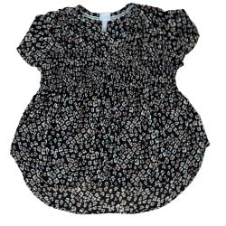 Knox Rose Womens Size XXL Black Floral Print Button Down Long Tunic Top