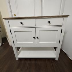 White/Brown Console Table Dining Server