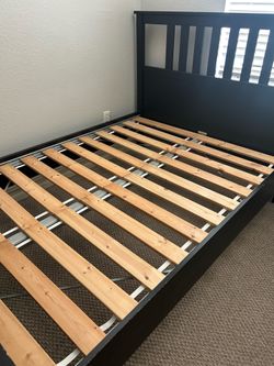 Full Size Black Wood Platform Bed Frame – Sturdy with Wood Slats