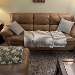 Leather Sofa, Loveseat, Ottoman