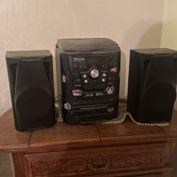 record player, cd & tape player with a bunch of cds tapes and record a