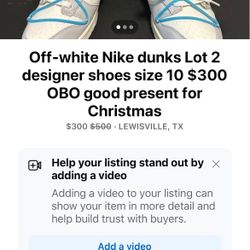 off white nike dunks lot 2  size 10  brand new