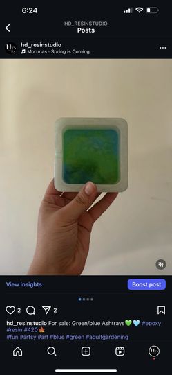 Resin ashtrays Green/blue