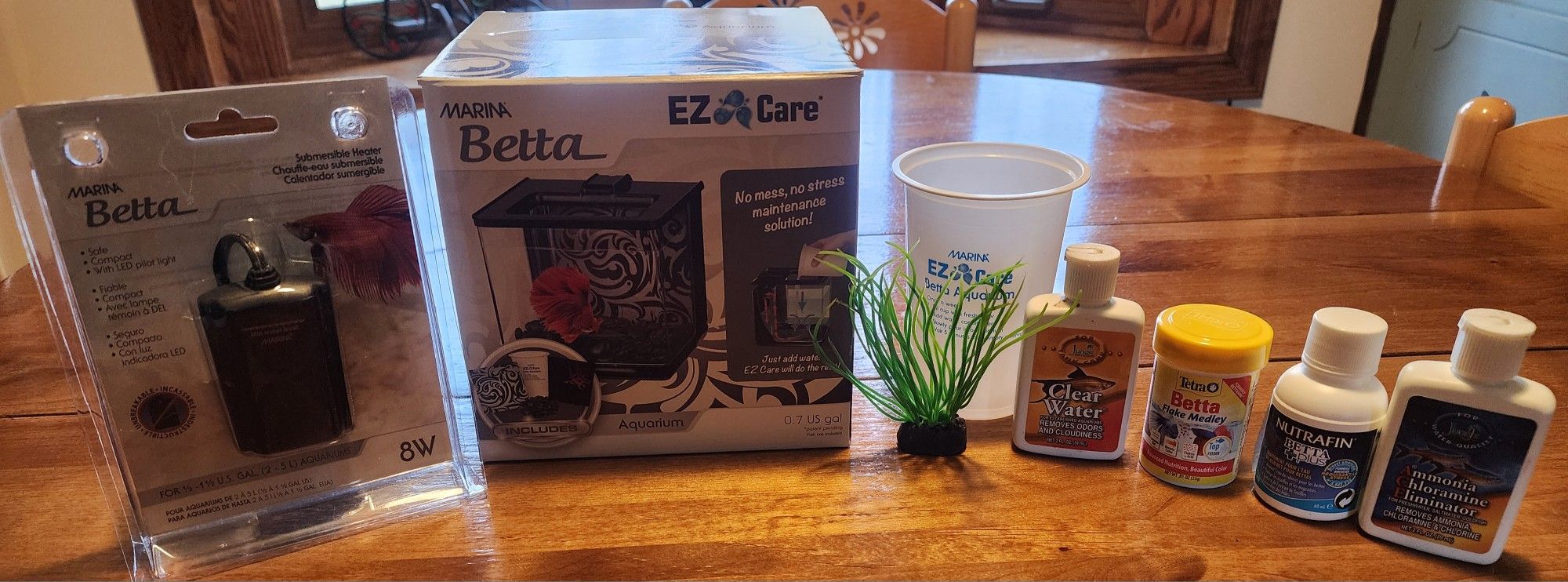 Betta Tank / Heater/ Food / Water Conditioner 