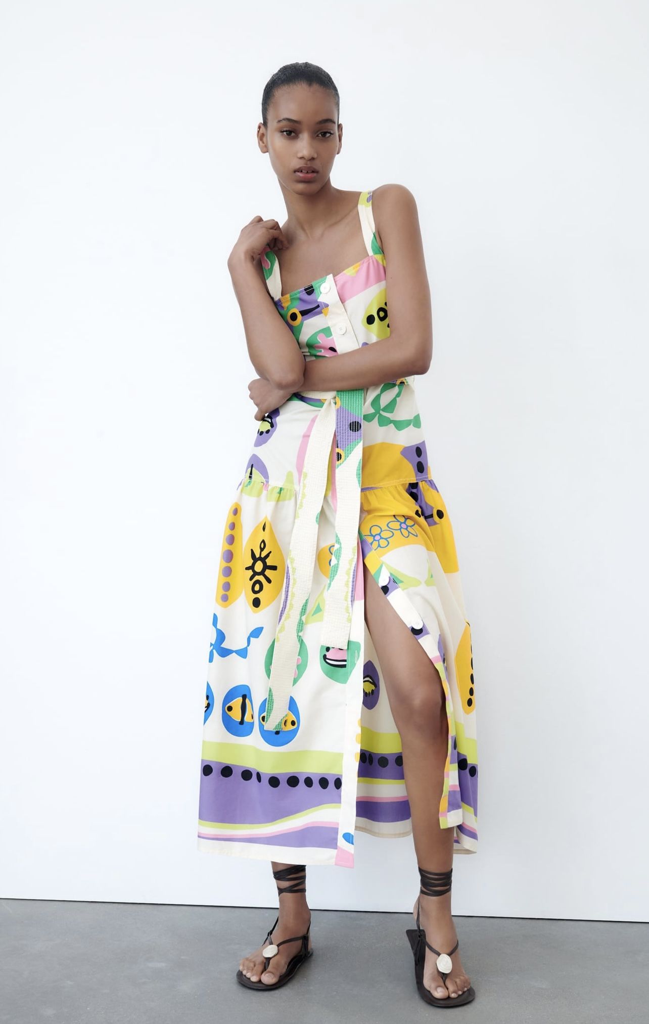 Zara Printed Midi Dress With Tags 