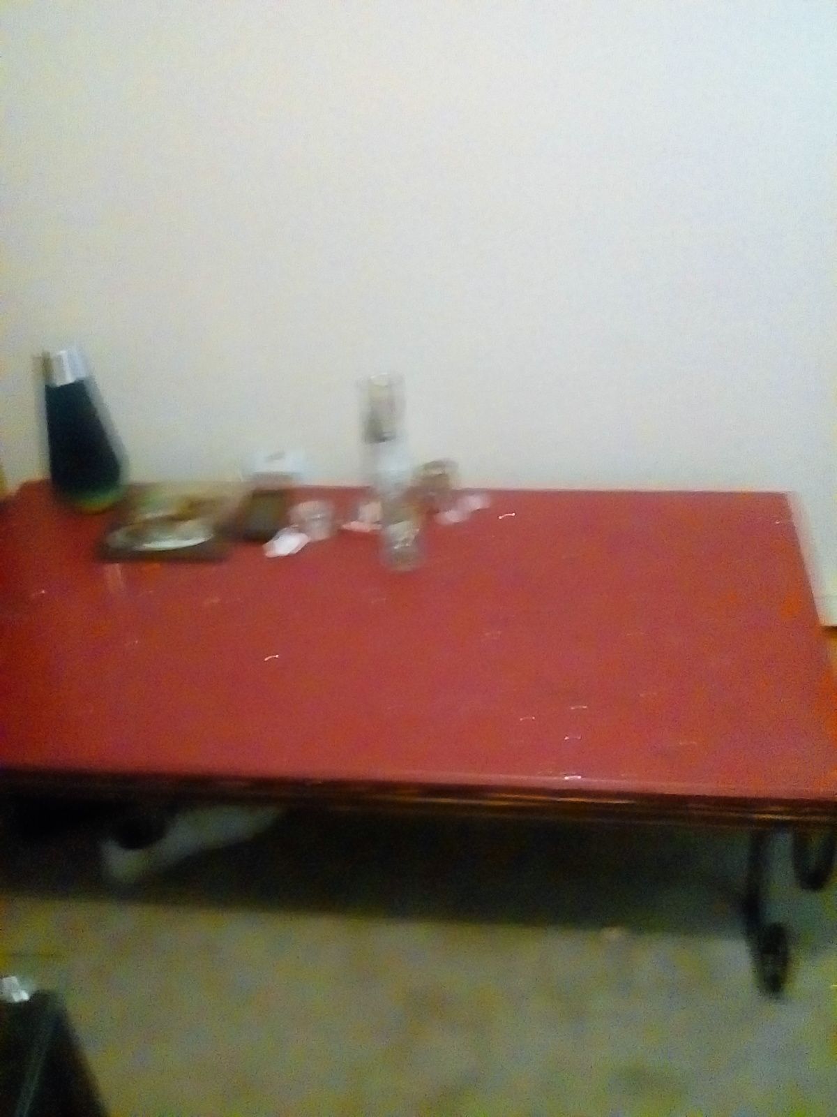 Red Real Marble Table