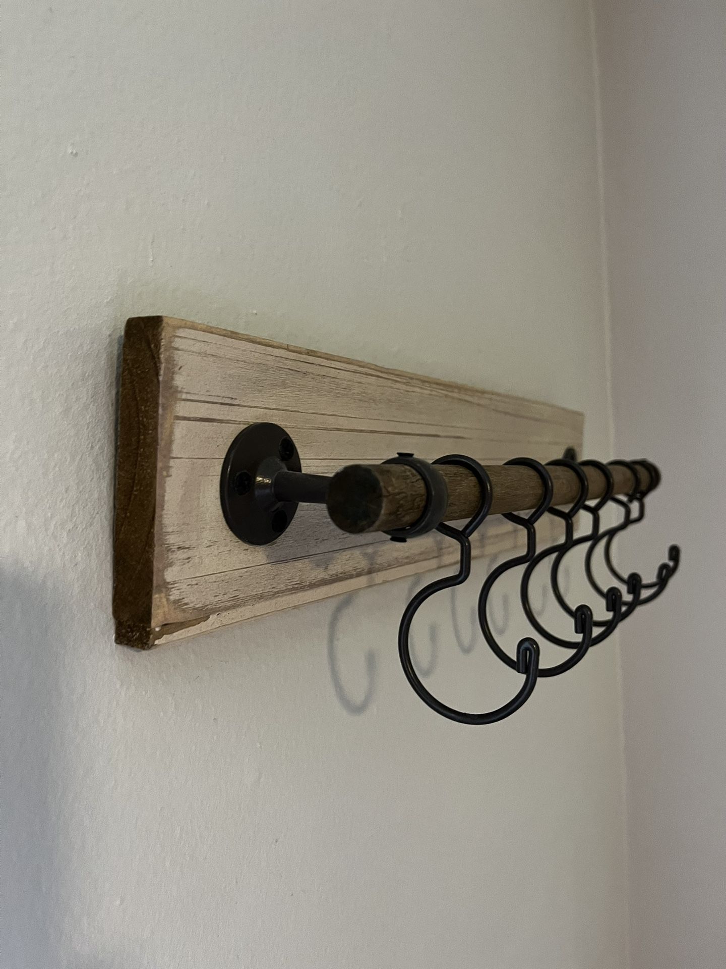 Rustic Wood Rod Wall Decor With Hooks
