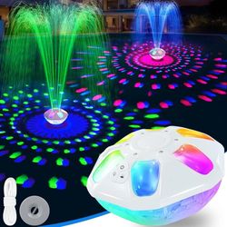 new Upgraded Pool Fountain,9000mah Rechargeable Floating Pool Fountain with Light Show,Above Ground Pools Water Fountains Pump with Anchor,Swimming In