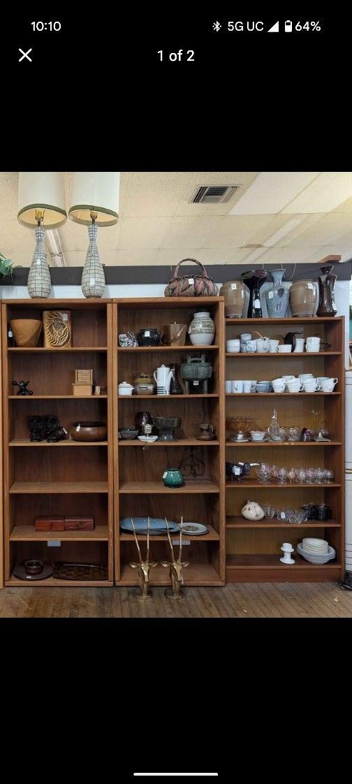 Mid Century Oak Modular Bookcase Shelving Units, Vintage, MCM
