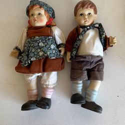 Bisque Hand Painted Porcelain Hummel Doll Set Of 2 