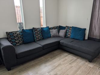 Sectional Couches Blue And Black Good Conditions