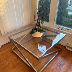 Set of 3 Modern Glass Top End Tables